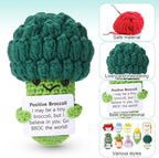 VioraWhite 18 Pcs Positive Vegetables Emotional Dolls Bulk Support Encouragement Emotional Knitted Crochet Gifts with Positive Words for Friends Coworker Decorations for Home Office