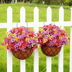 24 Bundles Artificial Flowers for Outdoor Faux Plants for Spring Summer Decoration, UV Resistant Realistic Silk Plastic Fake Flowers Garden Porch Patio Balcony Yard Front Home Decor