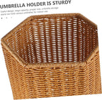 IMIKEYA Woven Umbrella Stand for Entryway Rattan Umbrella Stand Holder Umbrella Wood Base Basket With Dip Tray Canes Walking Sticks Holder Trash Can for Home Office Round