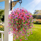 4 Bundles Fake Flowers for Spring Decor, Hanging Artificial Flowers for Outdoors, UV Resistant Spring Floral Stems for Porch, Window and Garden Decoration (4)