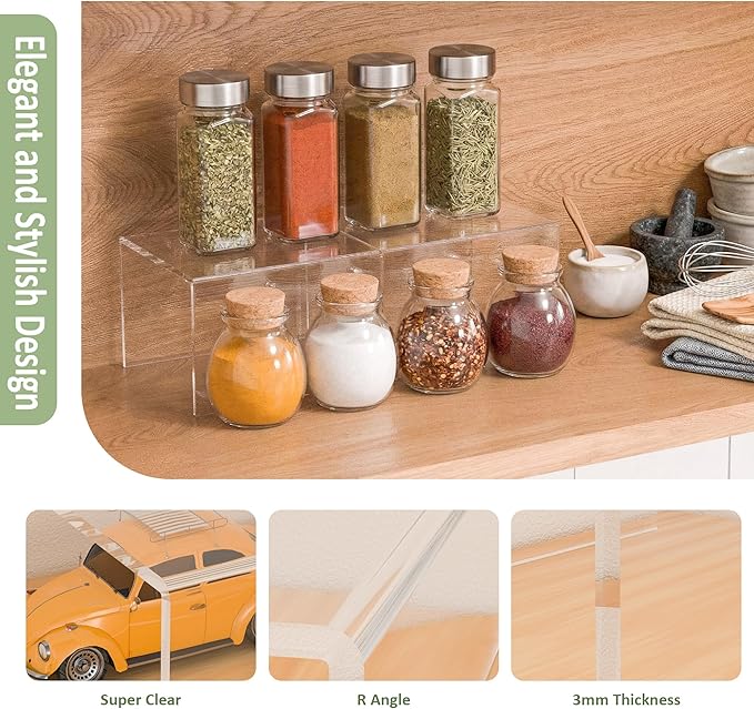Acrylic Shelf Riser 6x5.1x4 pack of 2, Clear Acrylic Stand for Figure, Cosmetics, Bags, Shoes, Toys, Collectibles, 6x5.1x4 Inch