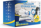 Simple Deluxe 32 Pack Vacuum Storage Bags (5 Jumbo/5 Large/6 Medium/6 Small/5 Roll M/5 Roll S) Space Saver Bags, Vacuum Seal Bags with Hand Pump for Comforters, Blankets, Bedding, Pillows and Clothes