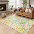 Moynesa Floral 5x7 Area Rugs, Machine Washable Rugs for Bedroom, Non Slip Boho Rugs for Living Room, Large Flower Stain Resistant Floor Carpet for Dining Room Home Office, Spring