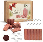 Cedar Blocks for Clothes Storage, Natural Cedar Wood Hooks for Closets and Drawers, 100% Natural & Fresh Scented Wardrobe Organizer, 17 Pack