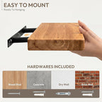 Marsmiles 40 inch Floating Shelves for Wall Solid Elm Wood Wall Mounted Shelves|Rustic Long Floating Shelves with Invisible Bracket for Bathroom Kitchen|Rounded Edge|Natural, 1 Pack