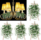 4 PCS Spring Summer Teardrop Swag Chandelier Rings Wreaths Decoration with Bow Artificial Green Olive Sconce Lighting Swag Wreath Greenery Candlestick Wreath for Farmhouse Wall Cabinet Holidays Decor