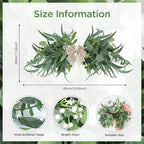 24" Floral Swag for Front Door Greenery Teardrop Swag Eucalyptus Swag Summer Wreath with Eucalyptus Olives Leaves Mixed Berry for Wedding Arch Party Wall Home Garden Decor