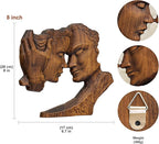 BGCOPPER Wooden Couple Statue, Abstract Couple Sculptures Ornament for Home Decor Women Gift for Anniversary Wedding (8 Inch)