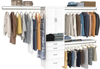 ClosetMaid SuiteSymphony Hanging Closet Kit Includes (1) Tower, (3) Closet Rods, (4) Shelves, (3) Top Shelves w/Brackets, (4) Drawers, and (1) Closet Door Set, White