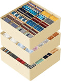 SpaceAid Sock Drawer Organizer Divider 3 Pack, 64 Cell Dresser Closet Nursery Underwear Organizers Storage Bins for Organizing Socks Underwear Ties Belts (Beige)