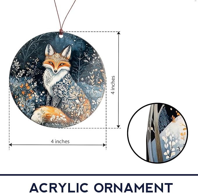 Fox Christmas Ornament 2026, Dated Christmas Ornament 2025, Fantasy Botanical Fox Ornament, Unique Winter Holiday Decoration, Nature Inspired Gifts for Women, Forest Creature Ornament