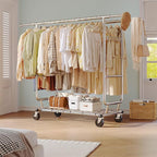 Raybee Clothes Rack Load 630LBS, Heavy Duty Clothes Rack, Rolling Clothing Racks for Hanging Clothes with Wheels, Adjustable & Commercial Garment Rack, 22" D x 75" W x 68" H