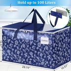 HomeHacks Moving Bags, Extra Large Size Moving Boxes, Heavy Duty Luggage Bags with Smooth Zipper and Sturdy Handles, Large Capacity & Easy Loading Storage Totes for Space Saver 100L, 10-Pack, Blue