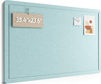 Fluxynara Bulletin Board,35.4" x 23.6" Cork Board Alternative with 12 Safe Removable Adhesive Tabs, Foldable Felt Pin Board for Home Office, Classroom, Bedroom,Entryway for Walls—Aqua Blue
