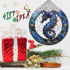 Sea Horse Stained Glass Orament - Christmas Ornament - Christmas Decorations for Tree - Holiday Present ldeas - Gift Exchange