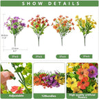 INQCMY Artificial Flowers for Outdoors Faux Plants Outdoor Fake Flowers Spring Decoration,12 Bundles Faux Silk Colorful Daisy Realistic UV Resistant for Outside Home Planter Window Porch Patio Yard