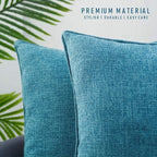 HPUK Linen Throw Pillow Covers Pack of 2, 16x16 Inch Accent Cushion Covers for Living Room, Bedroom, Decorative Solid Color Pillow Covers for Couch, Sofa, Chair, Aqua Blue