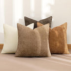 MIULEE Pack of 4 Brown Couch Throw Pillow Covers 18x18 Inch Soft Decorative Chenille Pillows Farmhouse Accent Cushions for Boho Home Decor Spring Sofa Bedroom Living Room