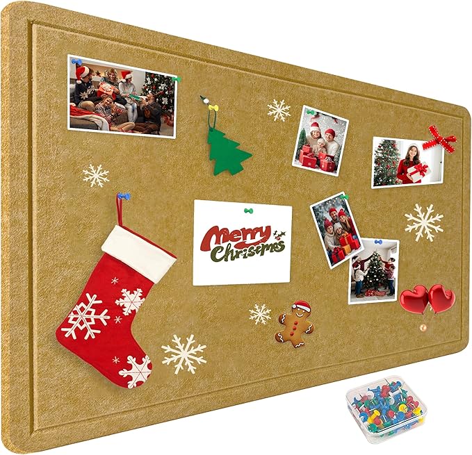 Large Bulletin Board - Foldable 36x60 Inches Cork Board Alternative with 20 Push Pins, 5' x 3' Self-Adhesive Felt Bulletin Board for Wall, Home Office Classroom Decor