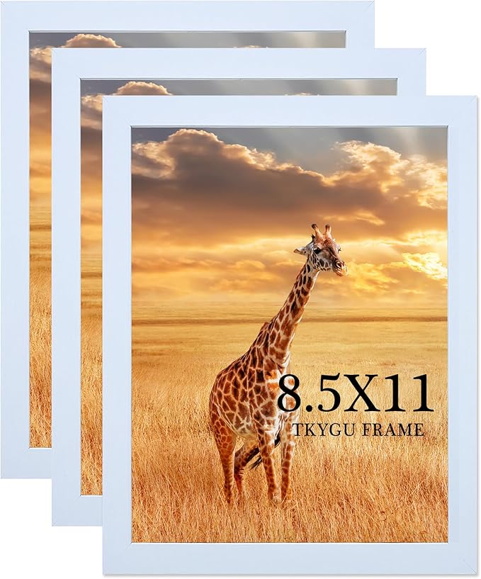 8.5x11 Picture Frame white Set of 3, Certificate Frame Poster and Photo frame, Horizontal and Vertical Formats for Wall or Tabletop, 8.5x11 Frame with Shatter Resistant Plexiglass, best gift