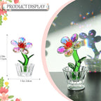 Crystal Peach Blossom Mini Ornament Figurine 2.9 * 1.5in Glass Flower Decoration for Home Office for Mom