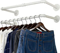 WEBI Clothing Rack Wall Mount White,24" Industrial Pipe Clothes Rack for Hanging Clothes,Heavy Duty Iron Garment Rack Bar,Retail Display Clothes Rod for Closet,Laundry Room,2 Packs