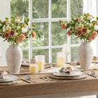 Ceramic Flower Vase Home Decor - Large Tall Farmhouse Table Vases Rustic Vintage Living Room Kitchen Bedroom Decorations for House Book Shelf Office Coffee Desk Dining Fireplace (11" Retro)