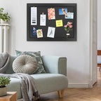 AKTOP Black Cork Board Bulletin Board with Linen 20" X 30", Large Framed Corkboard for Wall, Hanging Pin Board Picture Board for Home Office Decor, Cute Vision Board with Pushpins