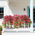 Homsunny Artificial Fake Flowers Plants for Outdoor Spring and Summer Decor, 2PCS Faux Petunias Silk Flower UV Resistant No Fade for Home Outside Garden Balcony Yard Porch and flowerpots, etc.（Red）