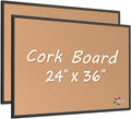 2-Pack Cork Board Bulletin Board 24 x 36, Black Aluminium Framed 2 x 3 Corkboard, Office Board for Wall Cork, Large Wall Mounted Notice Pin Board with 32 Push Pins for School, Home & Office