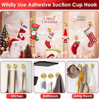 Gold Wreath-Hanger, 22 LB Strong Stainless Steel Suction-Cup-Wreath-Hooks, 2 Pack Wreath-Door-Hanger Fall Halloween Christmas Decorations, Welcome Sign for Front Door Indoor Outdoor, Reusable Holder