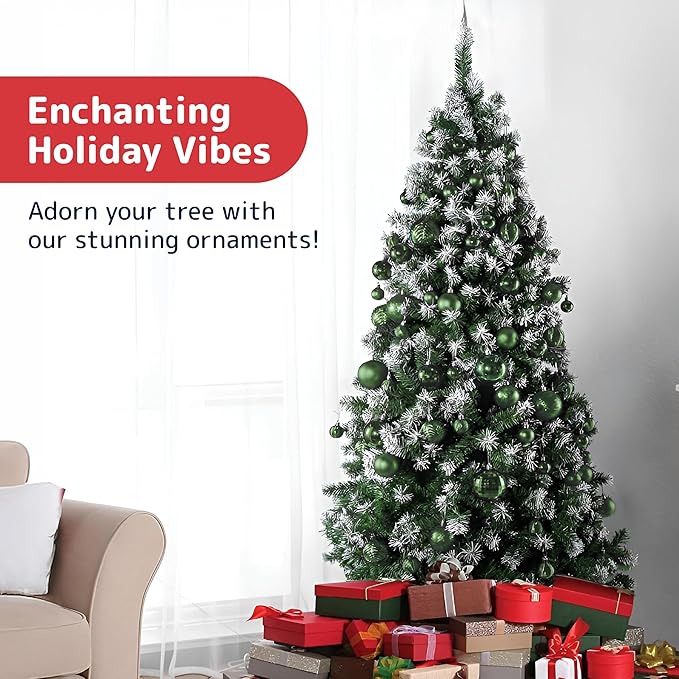 Prextex 36 Piece Christmas Ornaments Set - Emerald Green Christmas Tree Decorations - Shatterproof Ball Ornaments in Small, Medium, and Large Sizes - Durable Holiday Decor for Indoor and Outdoor Use