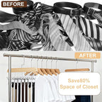 2 Pack Tie Hanger for Closet, Wooden Tie Racks Hanger with Upgraded 360°Rotating, Space-Saving Belt Holders with 8 Hooks, Closet Storage for Tie,Tank Top,Bra, Scarf,Hat