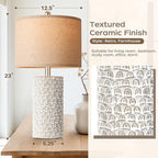 PARTPHONER 23" Modern Ceramic Table Lamp Set of 2, Table Lamps for Living Room, Rustic Farmhouse Bedside Lamps Nightstand lamp for Bedroom, Desk Lamp for End Table Home Decor Grey Shabby Chic White