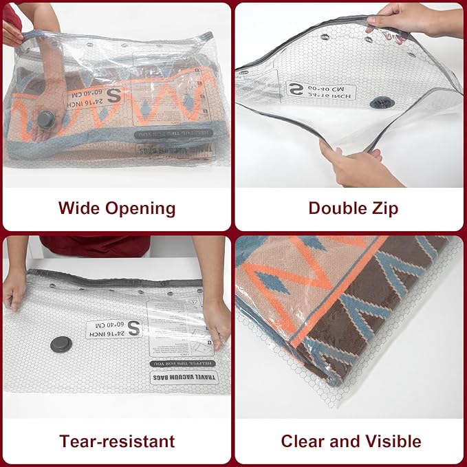 Rechargeable Wireless Pump Travel Vacuum Storage Bags Set, 9 Pack (9M) Portable Space Saver Bags for Travel & Home, Vacuum Compression Packing Seal for Clothes, Blankets, Home Seasonal Storage Bags