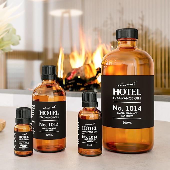 AirScent Hotel Diffuser Oil No. 1014 - The Iconic 5-Star Hotel Coastal Blend - Lemon Bergamot Sea Breeze - 120 mL Hotel Diffuser Oil for Ultrasonic and Waterless Diffusers and Crafting