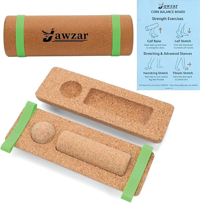 Premium Cork Balance Board – Foot Strengthener & Ankle Stability Trainer for Mobility Support, Fall Prevention & Physical Therapy | Natural Cork Foot Function Trainer for Balance, Rehab & Daily Wellness