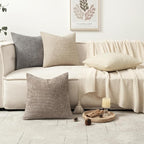 MIULEE Pack of 4 Couch Throw Pillow Covers 20x20 Inch Neutral Beige/Brown Soft Decorative Chenille Pillow Covers Farmhouse Accent Cushion Covers for Boho Spring Home Decor Sofa Bedroom Living Room