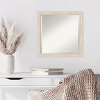Amanti Art White Wall Mirror 23x23 Hardwood White Wash Narrow Square Bathroom Mirror for Wall Decor Living Room, Medium Country Rustic Wood Frame, Hangs Horizonally and Vertically, Bathroom Decor,