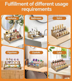 Wooden Cologne Organizer for Men, Perfume Organizer Stand, Cologne Stand with Anti-Slip Washers, Wooden Display Risers Stand for Dessert, Cupcake, Charcoal-Grilled, 3-tier-13.8in