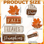 Lineshading 4 Pcs Fall Decoration for Home Wooden Maple Leaf Thanksgiving Table Centerpiece Rustic Thanksgiving Tiered Tray Decor Decorative Fall Leaves Block Signs Farmhouse Autumn Decor for Kitchen