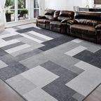FlyDOIT Modern Geometric Patchwork Area Rug, 5x8 Gray Large Rugs for Living Room, Rockwood Collection Indoor Rugs for Bedroom, Throw Carpet Floor Decor for Entryway Dining Room Office Dorm Nursery