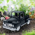 Farmhouse Black Truck Decor, Metal Pickup Farm Trucks Planter, Vintage Truck Christmas Decoration,Decorative Tabletop Storage