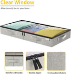 4.5 Inches Under Bed Storage Containers with Sturdy Sidewalls/Bottom and Reinforced Handles，Low Profile Underbed Storage for Clothes,Shoes,Pillows and Blankets with Zips and Clear Windows,2 Pack