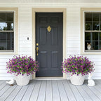 Artificial Fake Mums Flowers for Outdoor Spring Decor, 12 Bundles Faux Flowers Plants Silk Daisy for Planter Pot Colorful UV Resistant Look Real for Front Door Porch Patio Outside Yard(Light Purple)
