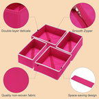 uxcell 1 Set Foldable Cloth Storage Box, 6 Slots Fabric Socks Underwear Drawer Dividers Organizers Baskets Bins for Clothes Socks Scarves Ties, Rose Red