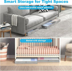 4 Inch Low Profile Under Bed Storage Drawer 4 Pack, Lightweight Underbed Clothes Storage Container Bins with NO STURCTURE, Shallow Storage Bag for Dorm & Home, With Clear Lids & Water-Resistant Fabric
