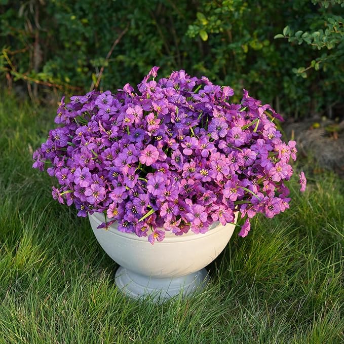 24 Bundles Artificial Flowers for Outdoor Faux Plants for Spring Summer Decoration, UV Resistant Realistic Silk Plastic Fake Flowers Garden Porch Patio Balcony Yard Front Home Decor