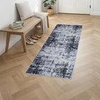 2'x6' Runner Rug Washable Rug: Modern Abstract Soft Thin Runner Rug Dark Black