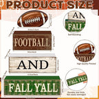 Lineshading 4 Pcs Football Table Decorations Football & Fall Wooden Stacked Block Decor Sport Game Centerpiece Decorative Rugby Block Gift for Fans Club Tailgate Birthday Party Shelf Fireplace Decor